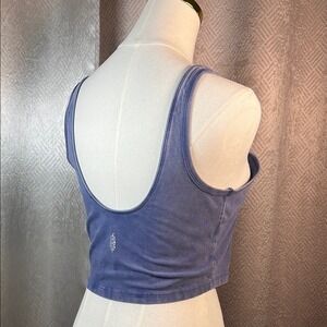 FP Movement Free People Washed Blue Scoop Neck Crop Tank Top Large